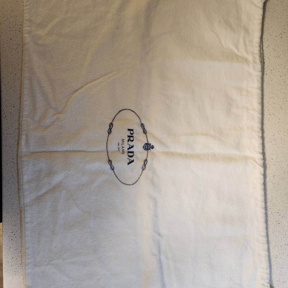 Prada Cream and Navy Logo Dust Bag